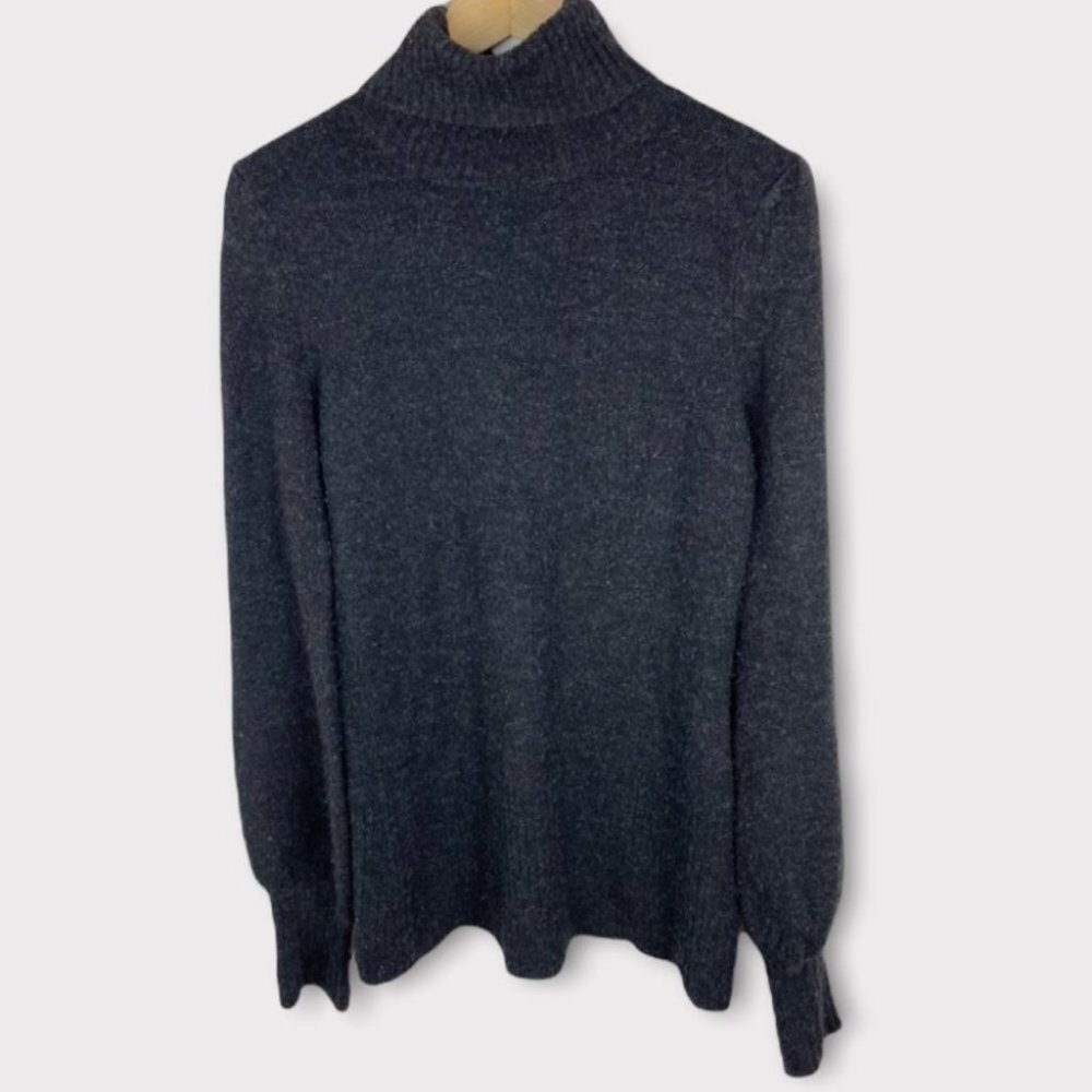 Smart Set Turtleneck Sweater Grey Knit Stretch Size Medium Minimalist Boho Gray